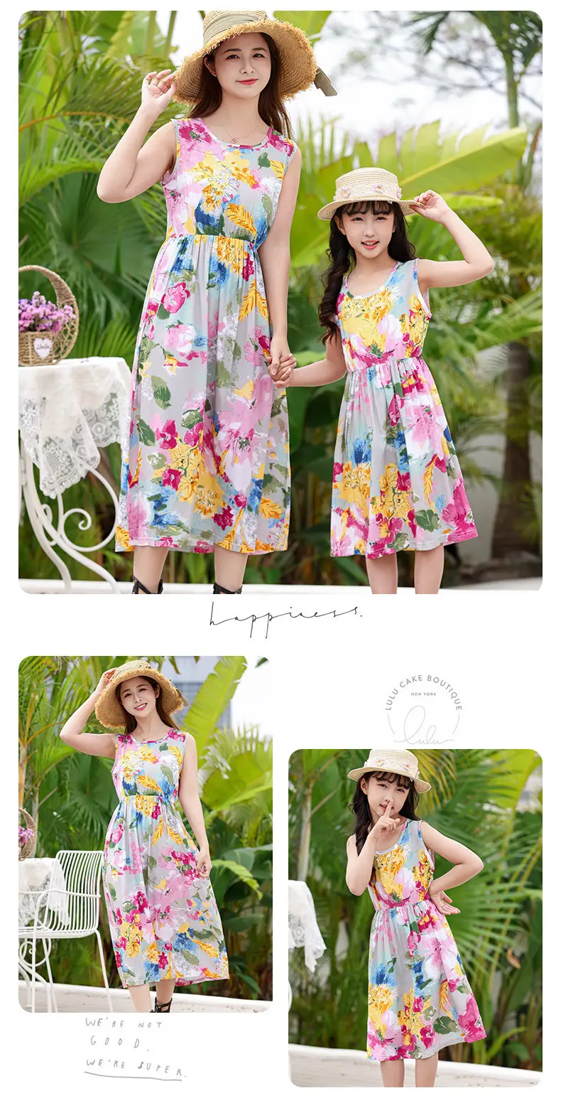 2025 Summer Printed Beach Dress for Mother & Daughter Cool Breathable — feature 10
