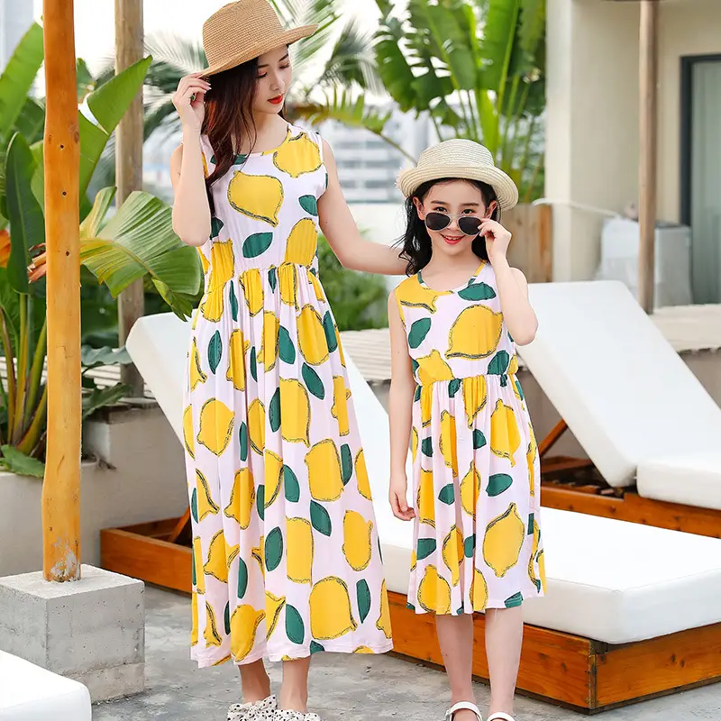 2025 Summer Printed Beach Dress for Mother & Daughter Cool Breathable - Image 5