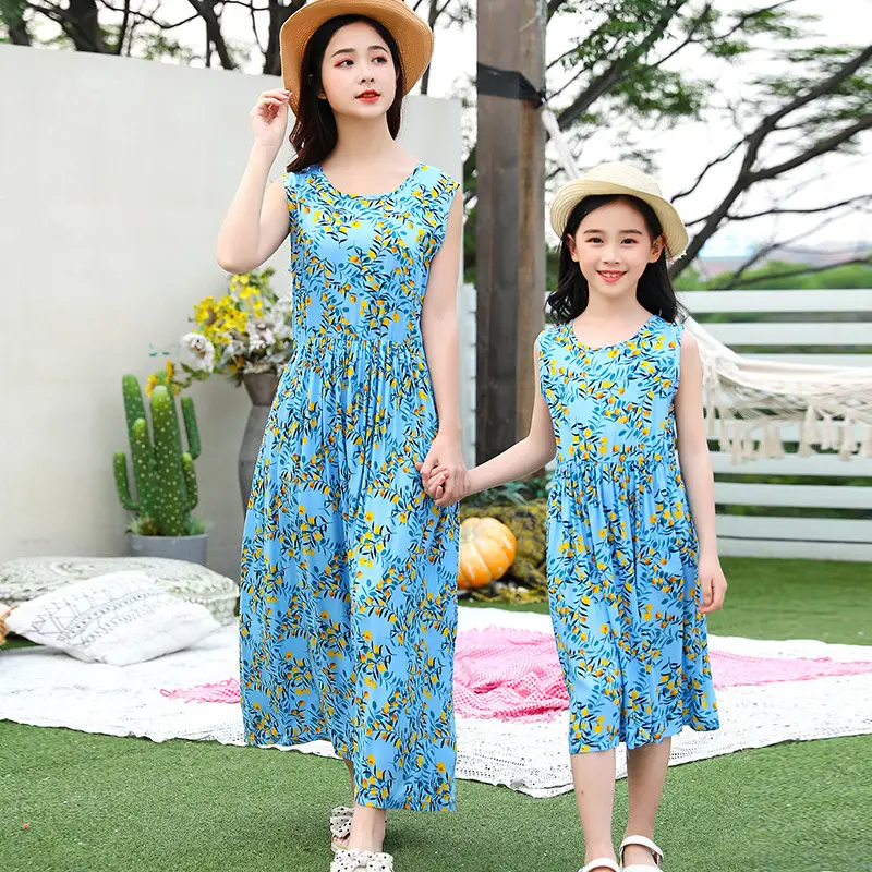 2025 Summer Printed Beach Dress for Mother & Daughter Cool Breathable - Image 9