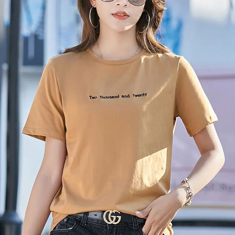 2022 Summer Embroidered Black T-Shirt Short Sleeve Loose Fit - Image 7