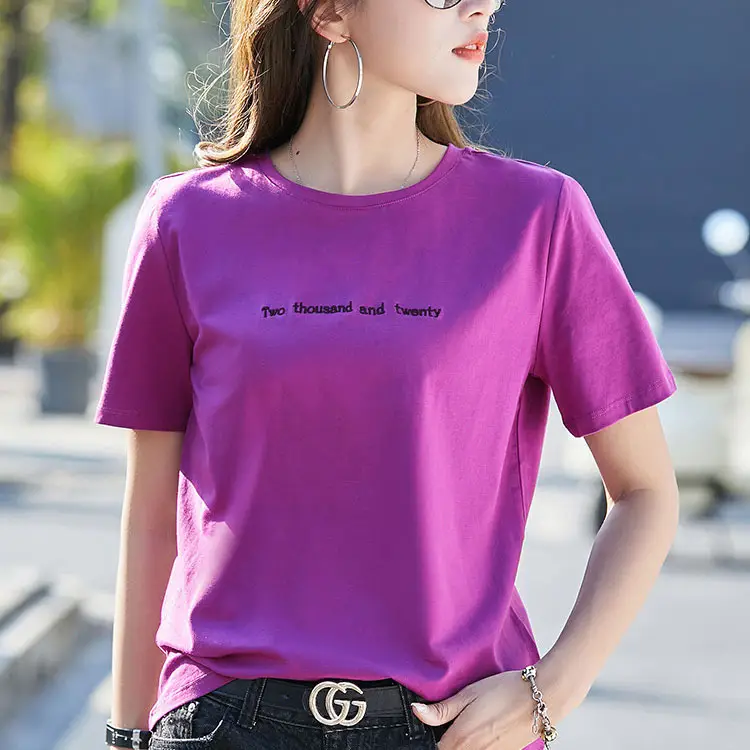 2022 Summer Embroidered Black T-Shirt Short Sleeve Loose Fit - Image 8
