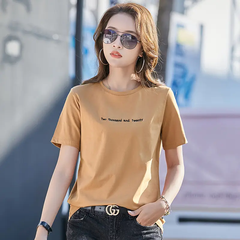 2022 Summer Embroidered Black T-Shirt Short Sleeve Loose Fit - Image 3