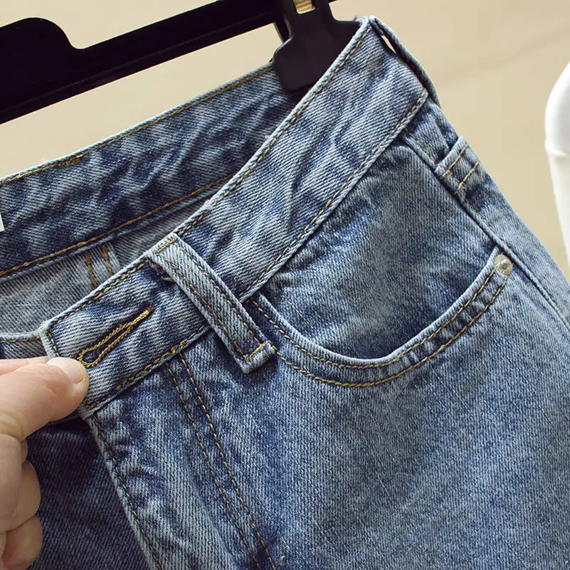 Women Ripped High Waist Jeans Spring Autumn Loose Fit - Image 3