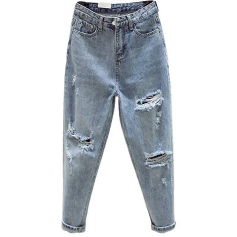 Women Ripped High Waist Jeans Spring Autumn Loose Fit - Image 5