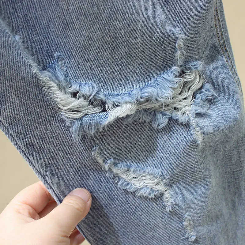 Women Ripped High Waist Jeans Spring Autumn Loose Fit — feature 6