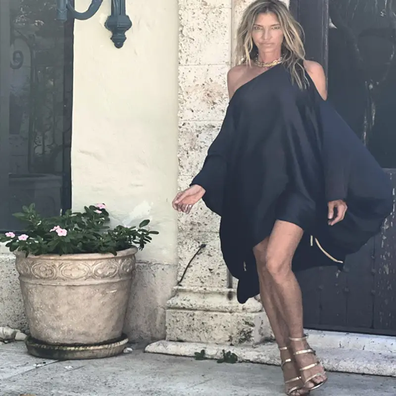 2025 Black Floral Slanted Shoulder Dress — feature 16