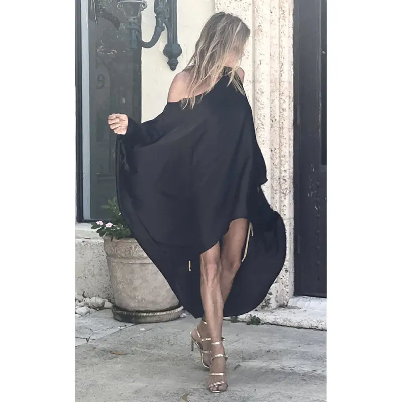 2025 Black Floral Slanted Shoulder Dress — feature 18