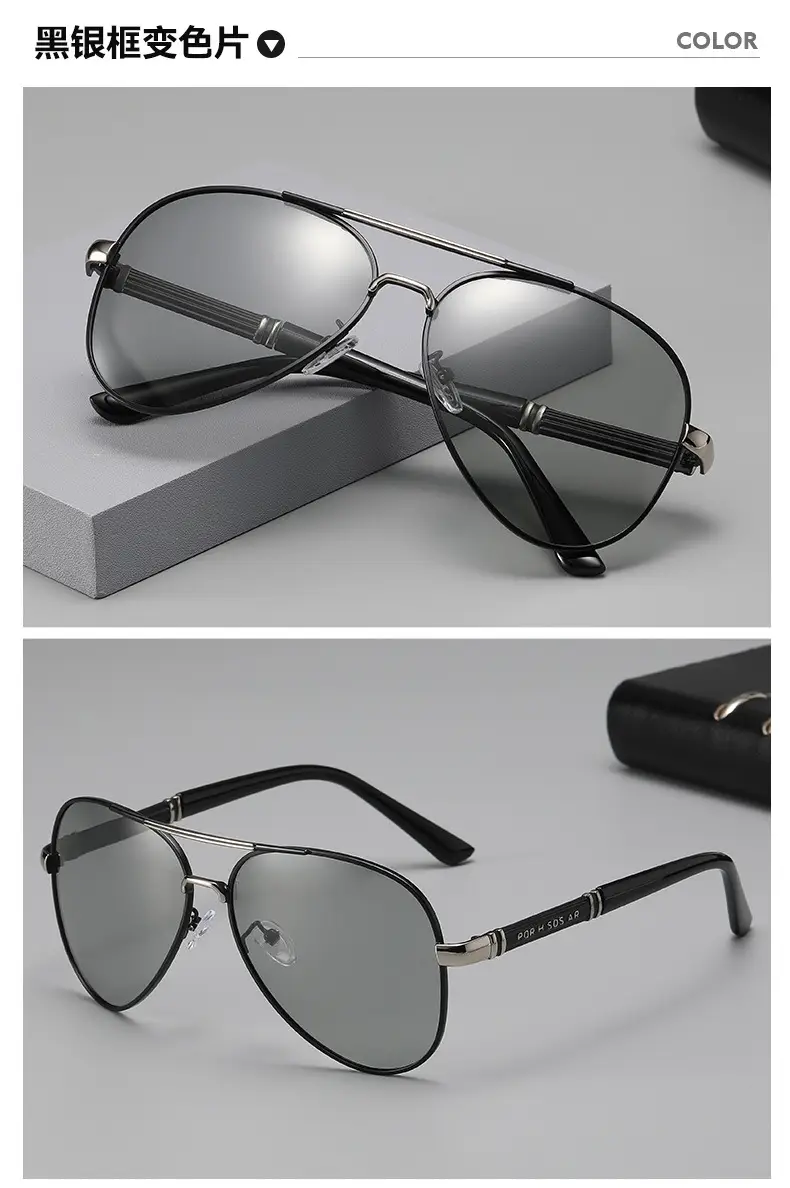Men Polarized Sunglasses Black with Case - Image 2
