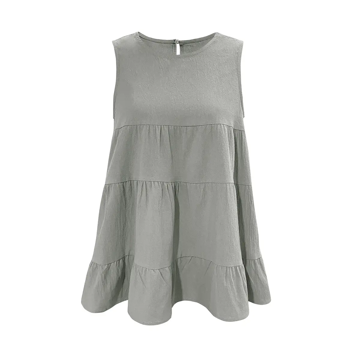 Orange Sleeveless Round Neck Vest Top for Women — feature 10