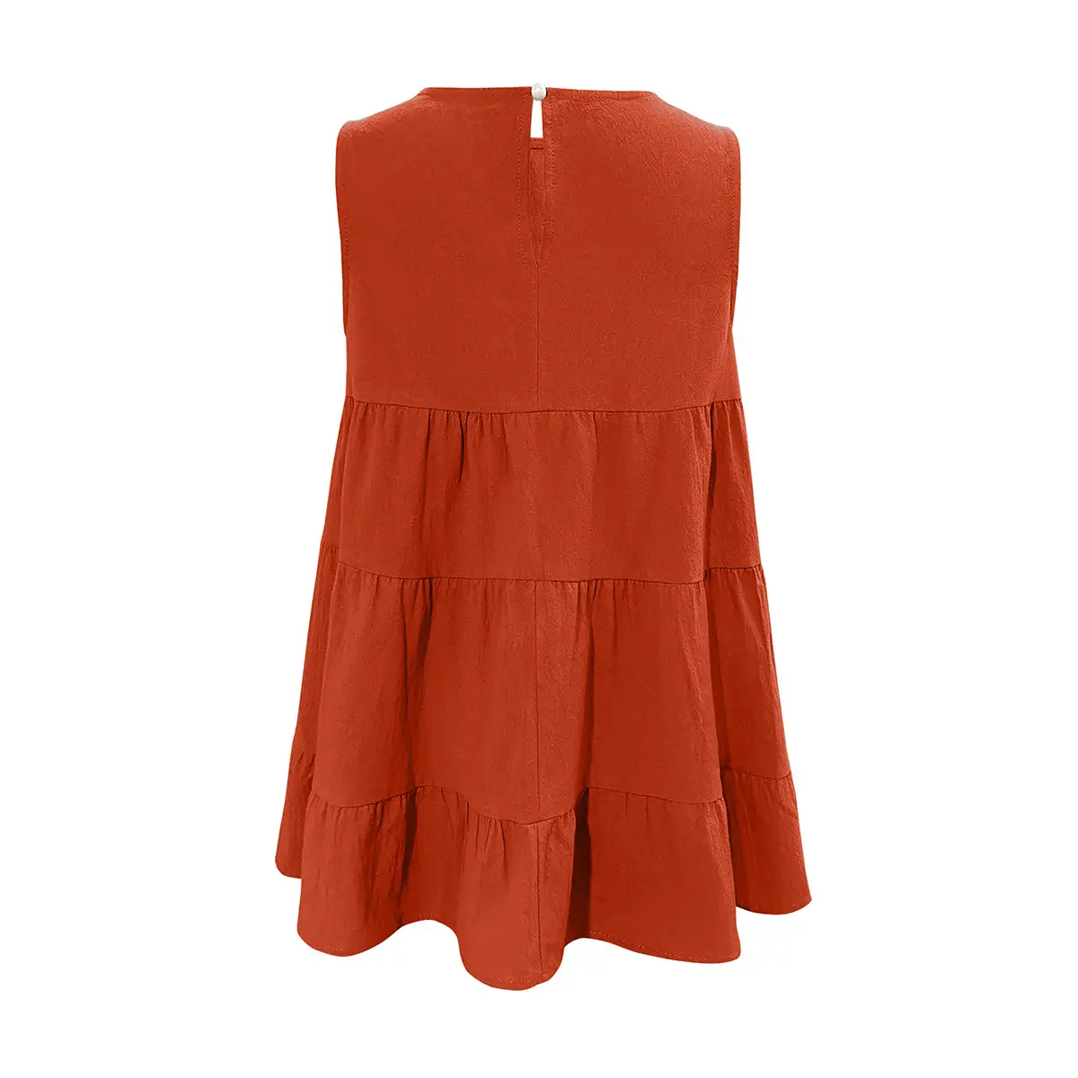 Orange Sleeveless Round Neck Vest Top for Women — feature 16