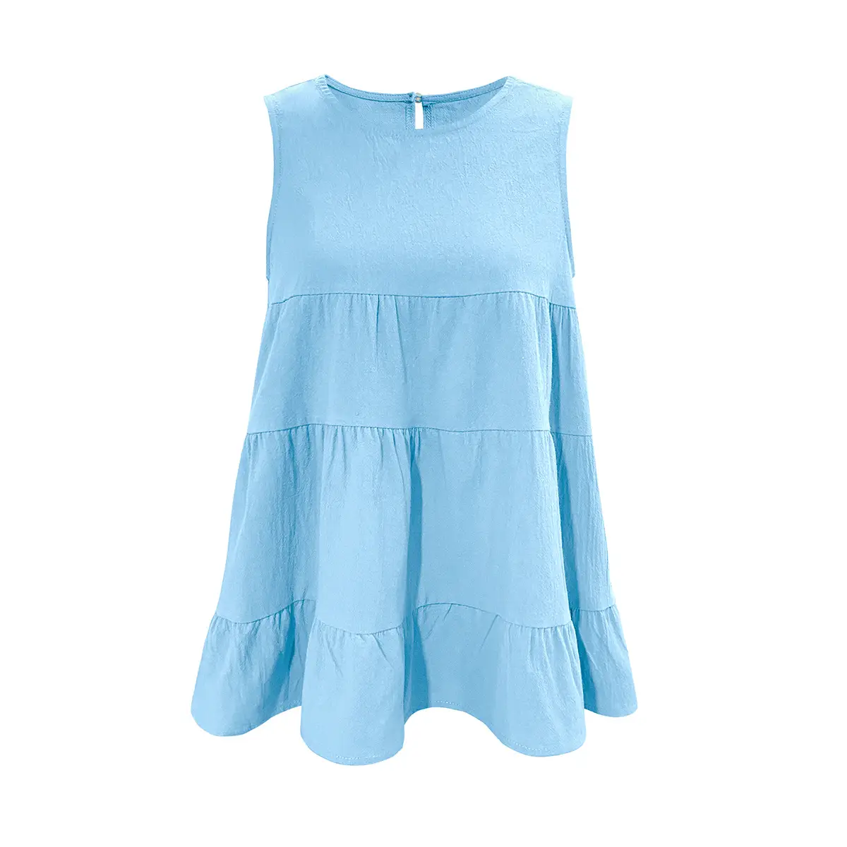 Orange Sleeveless Round Neck Vest Top for Women — feature 25