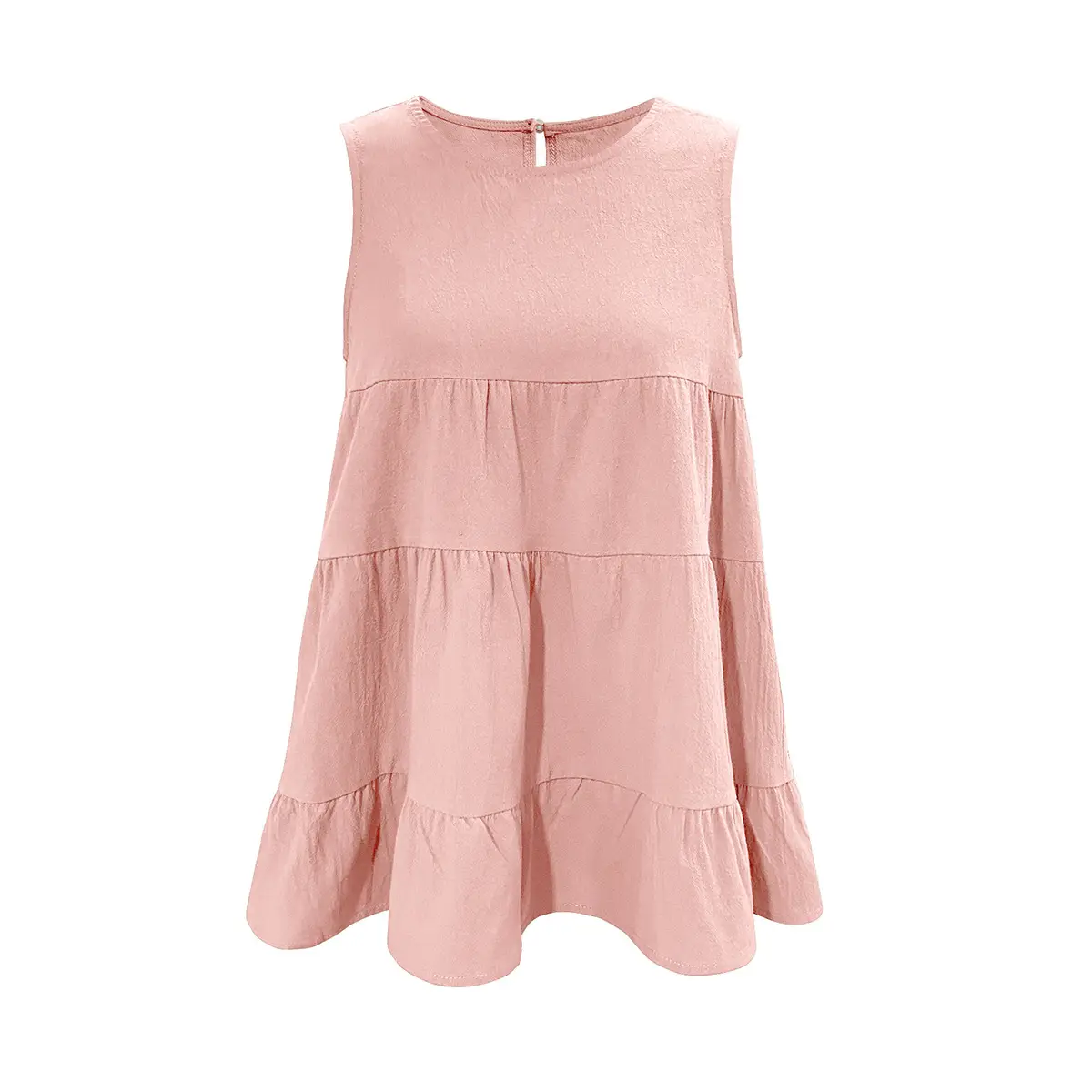 Orange Sleeveless Round Neck Vest Top for Women — feature 5