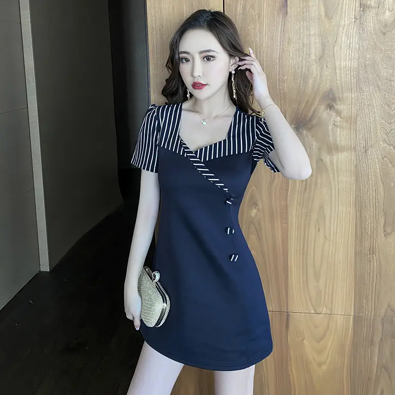 Red Striped Tie-Back Night Dress for Women - Image 2