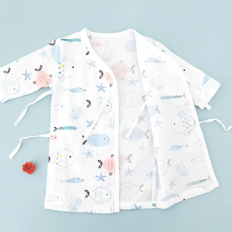 Baby Nightgown Summer Light Blue Banana Print One-Piece Pajamas - Image 8