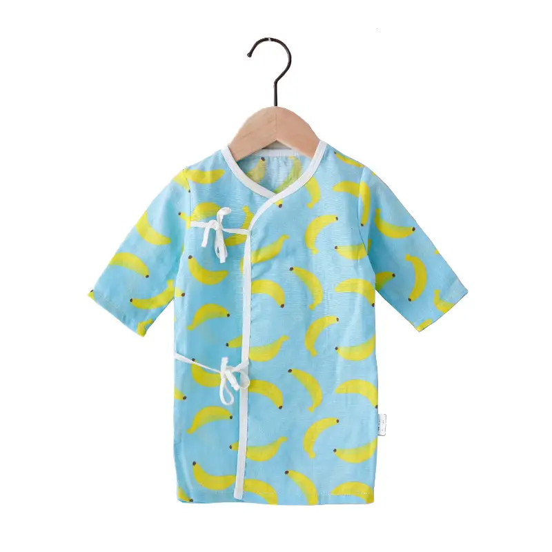 Baby Nightgown Summer Light Blue Banana Print One-Piece Pajamas - Image 12