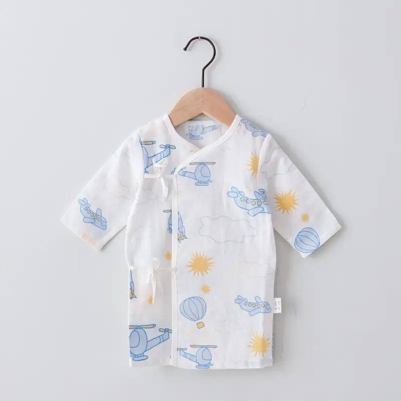 Baby Nightgown Summer Light Blue Banana Print One-Piece Pajamas - Image 7