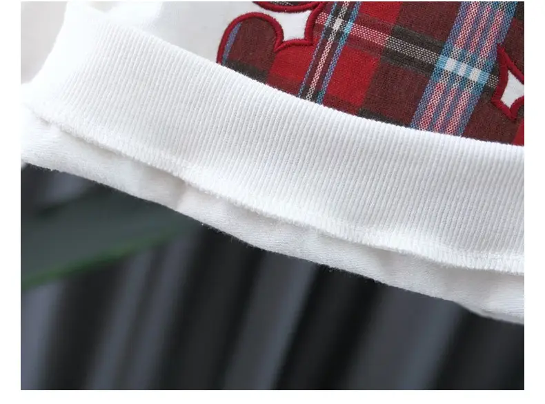 Girls Bear Plaid Hoodie & Skirt Set Spring Autumn — feature 15