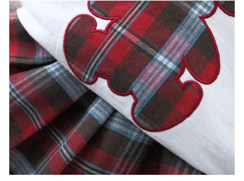 Girls Bear Plaid Hoodie & Skirt Set Spring Autumn — feature 17