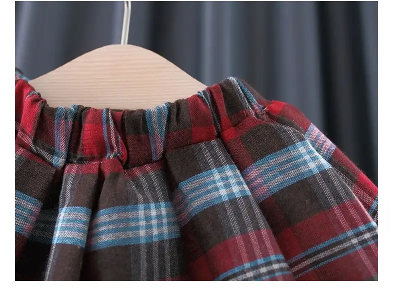 Girls Bear Plaid Hoodie & Skirt Set Spring Autumn — feature 21