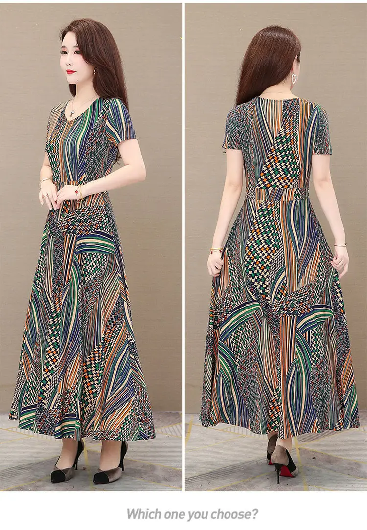 2021 Summer Long Ice Silk Dress Large Swing Elegant Over-the-Knee — feature 8