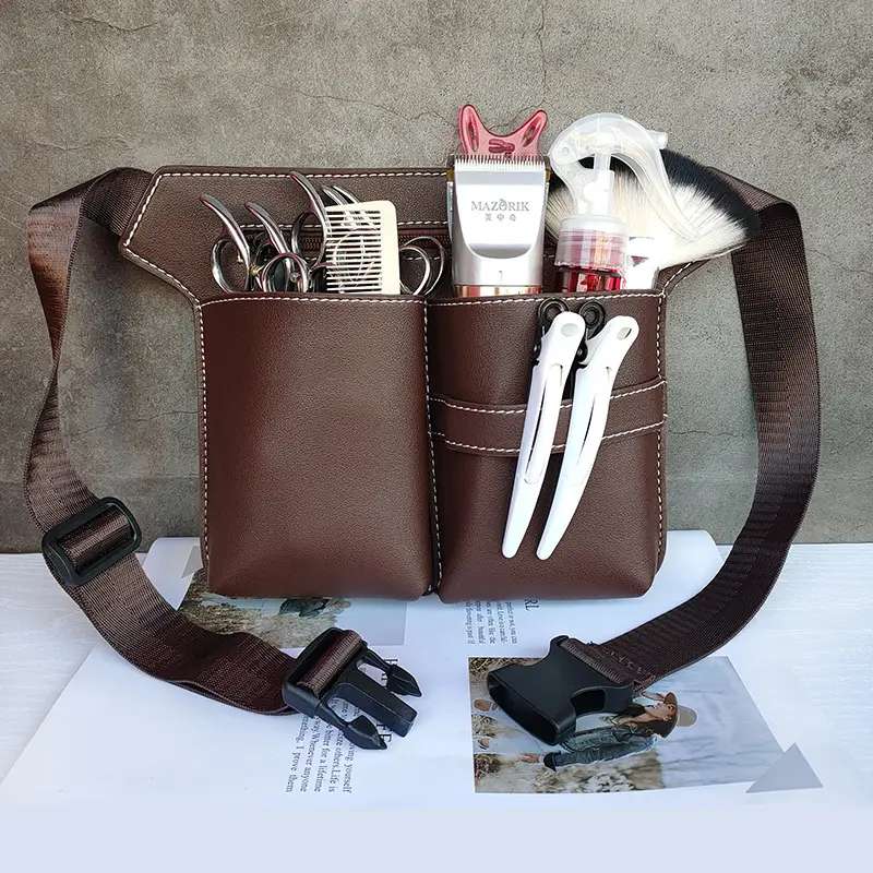 Pink Leather Waist Bag for Barber Kit & Makeup Storage - Image 9
