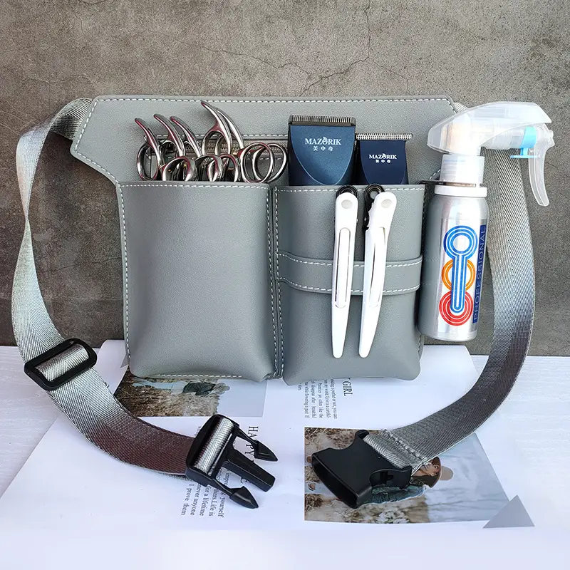 Pink Leather Waist Bag for Barber Kit & Makeup Storage - Image 10