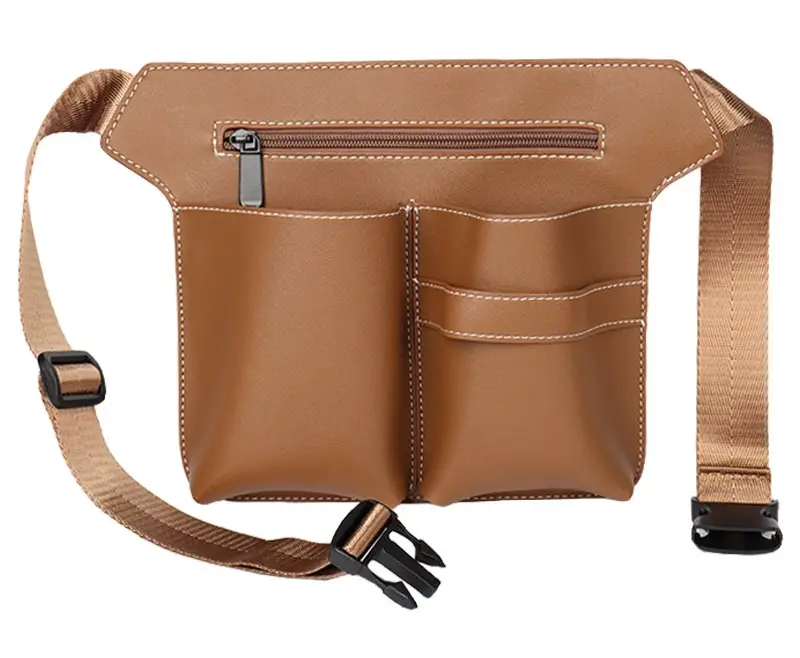Pink Leather Waist Bag for Barber Kit & Makeup Storage - Image 4