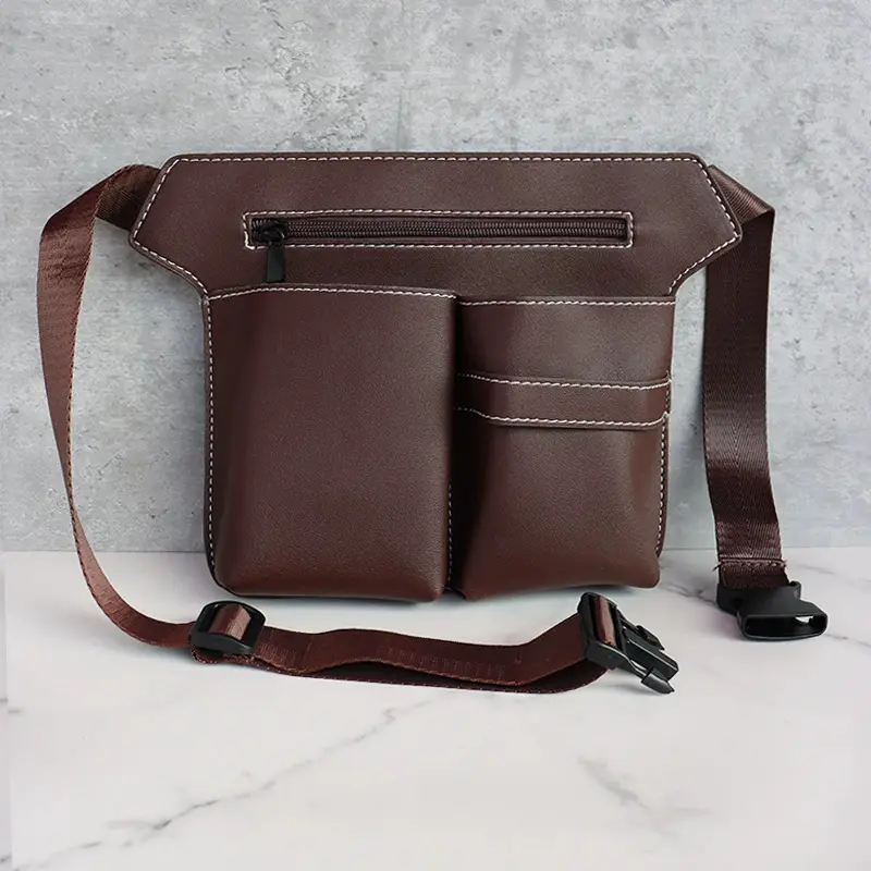 Pink Leather Waist Bag for Barber Kit & Makeup Storage - Image 5