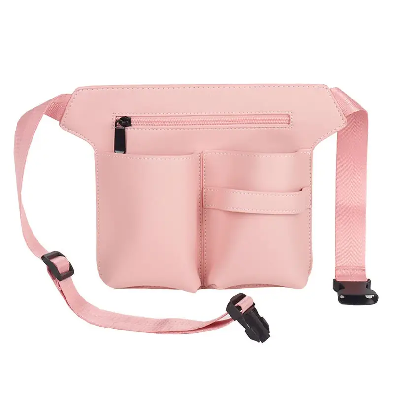 Pink Leather Waist Bag for Barber Kit & Makeup Storage - Image 6