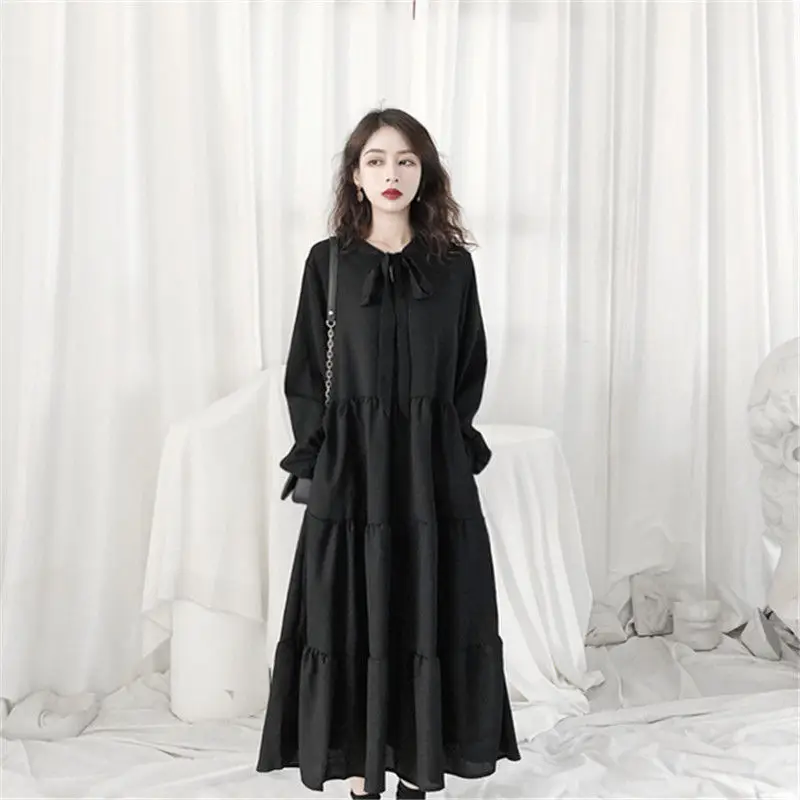 Black French Style Chiffon Dress Women 2023 Spring - Image 3