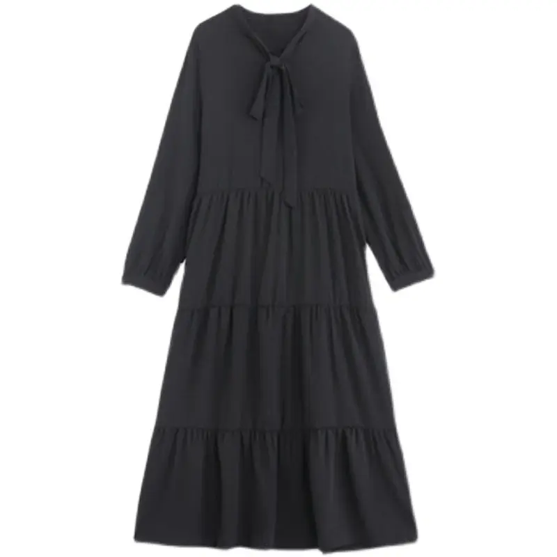 Black French Style Chiffon Dress Women 2023 Spring - Image 6