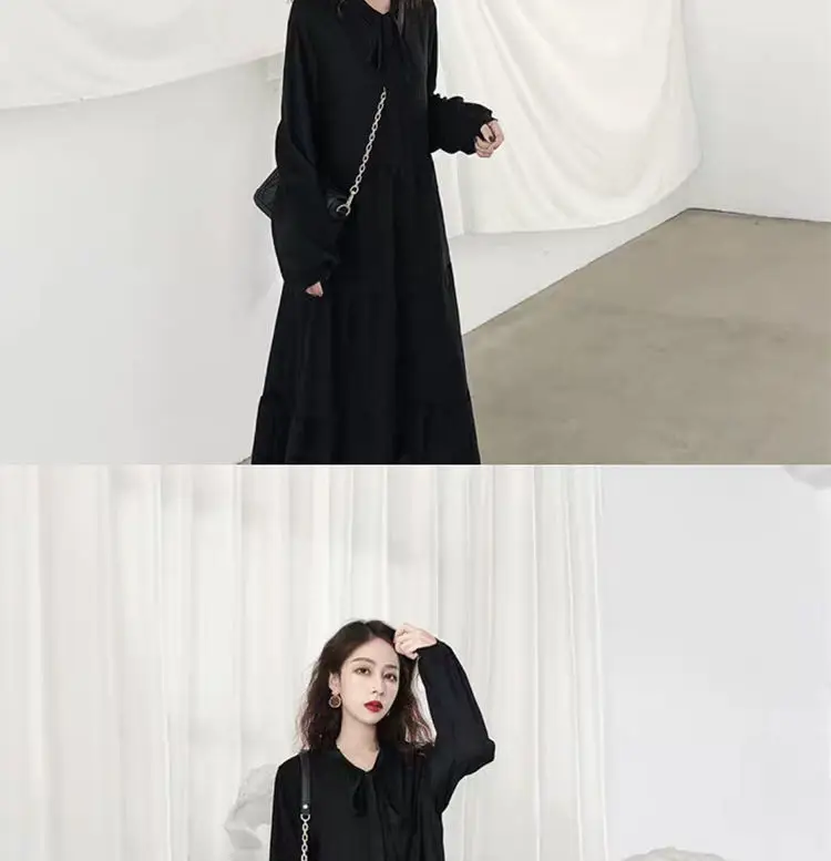 Black French Style Chiffon Dress Women 2023 Spring — feature 10