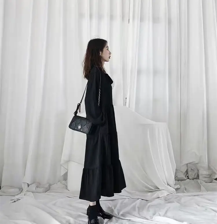 Black French Style Chiffon Dress Women 2023 Spring — feature 13