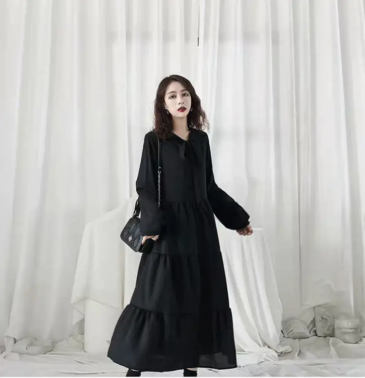 Black French Style Chiffon Dress Women 2023 Spring — feature 20