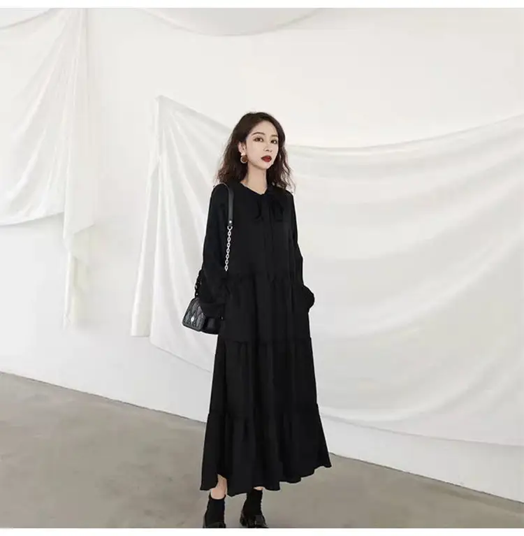 Black French Style Chiffon Dress Women 2023 Spring — feature 4