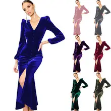 2022 Red V Neck Hip-Covering Dress — feature 15