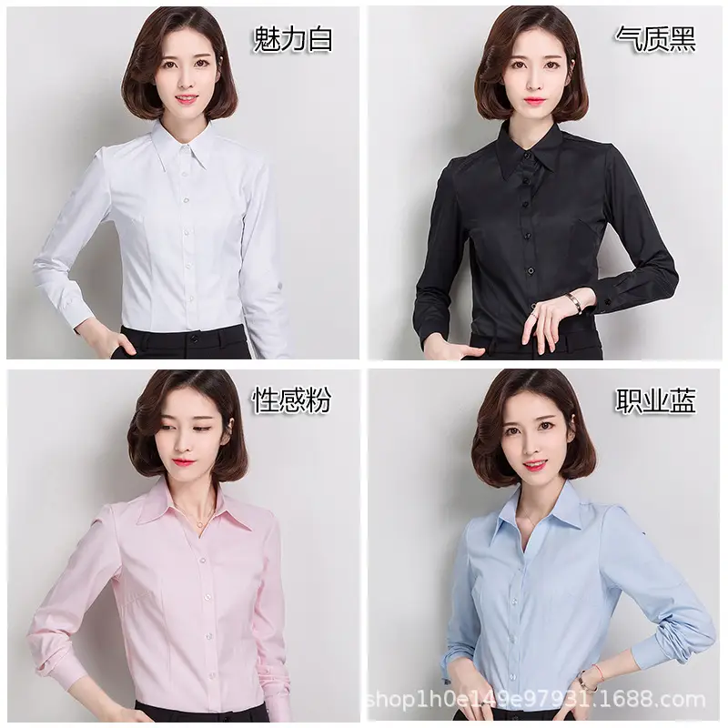 Women's Black Button-Down Shirt Long Sleeve Loose Fit - Image 25