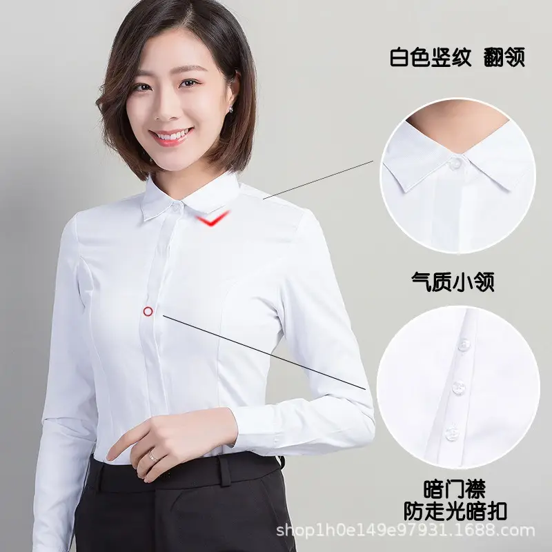Women's Black Button-Down Shirt Long Sleeve Loose Fit - Image 12