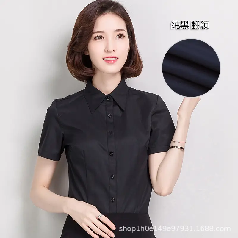 Women's Black Button-Down Shirt Long Sleeve Loose Fit - Image 18