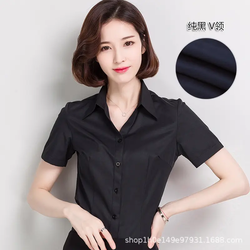 Women's Black Button-Down Shirt Long Sleeve Loose Fit - Image 19