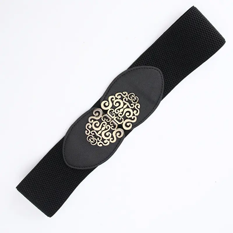 Red Wide Belt with Embroidered Decor for Women - Image 2
