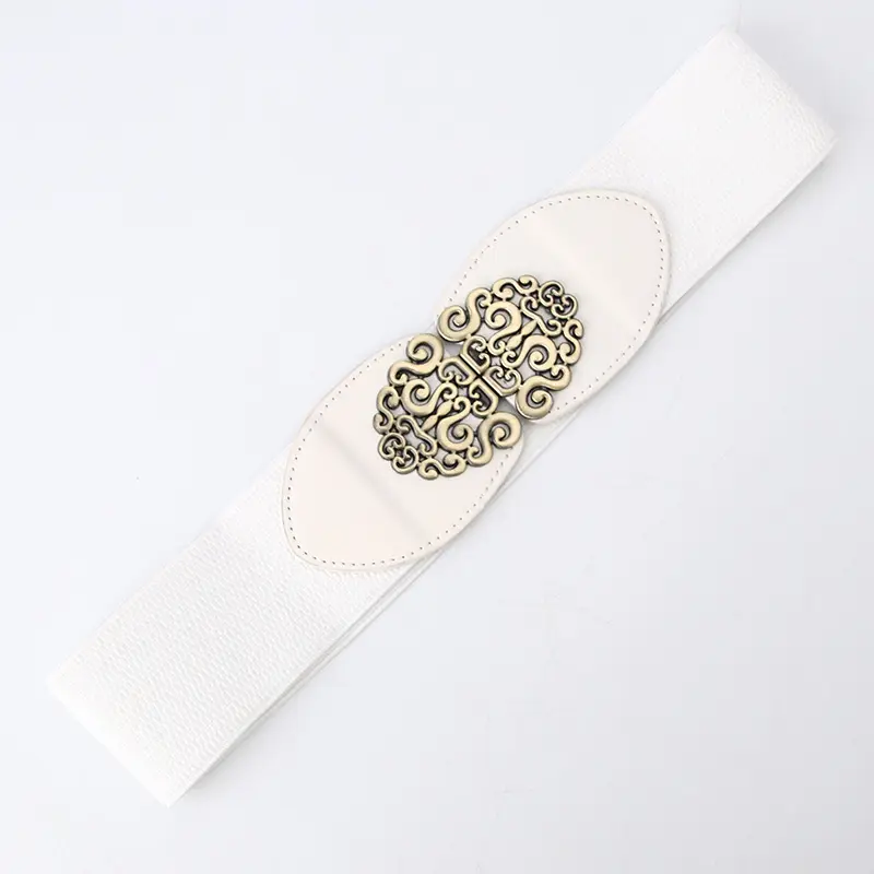 Red Wide Belt with Embroidered Decor for Women - Image 3