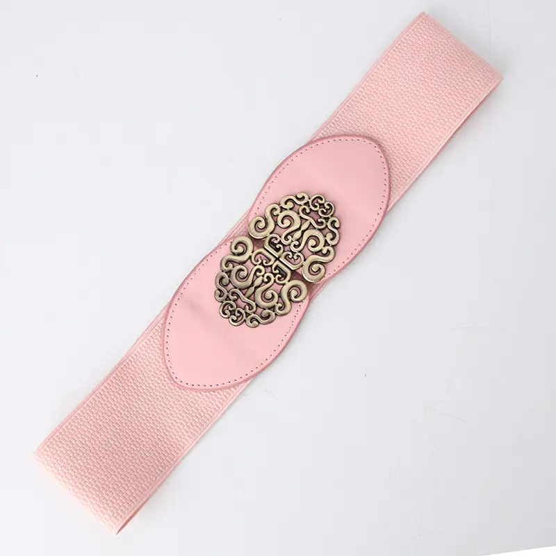 Red Wide Belt with Embroidered Decor for Women - Image 4