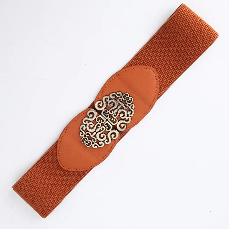 Red Wide Belt with Embroidered Decor for Women - Image 5