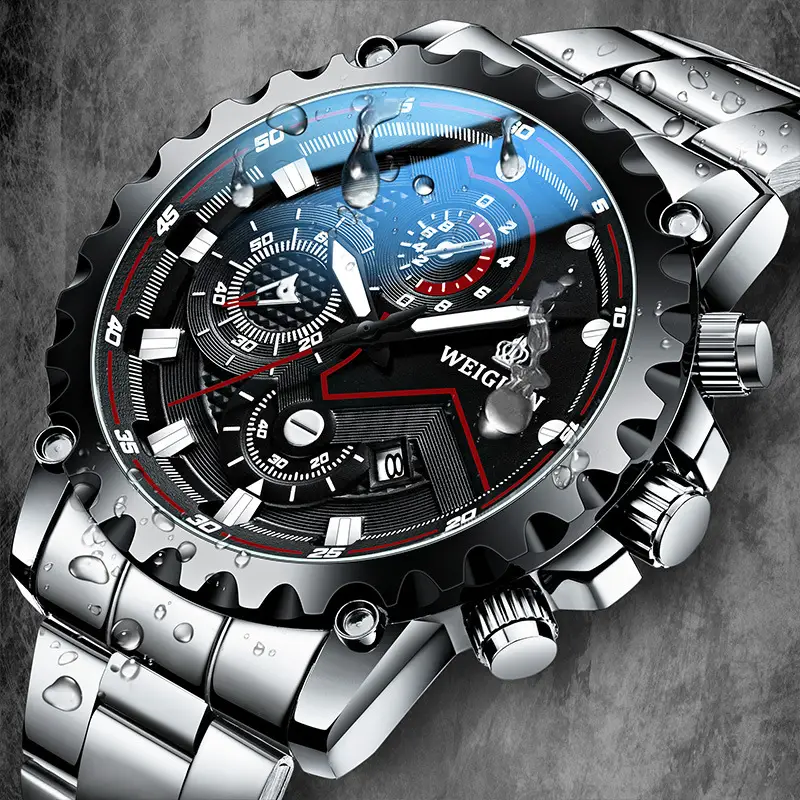 Men's Blue Mechanical Chronograph Watch with Leather Strap - Image 7