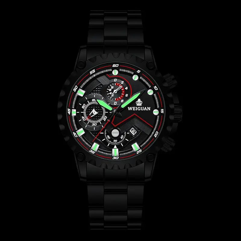 Men's Blue Mechanical Chronograph Watch with Leather Strap - Image 8