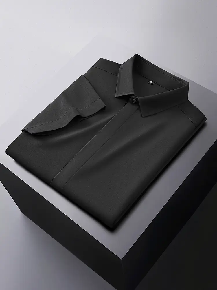 Men's Black Slim Fit Short Sleeve Shirt - Image 9