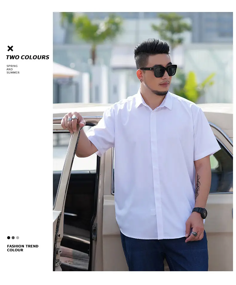 Men's Black Slim Fit Short Sleeve Shirt — feature 12
