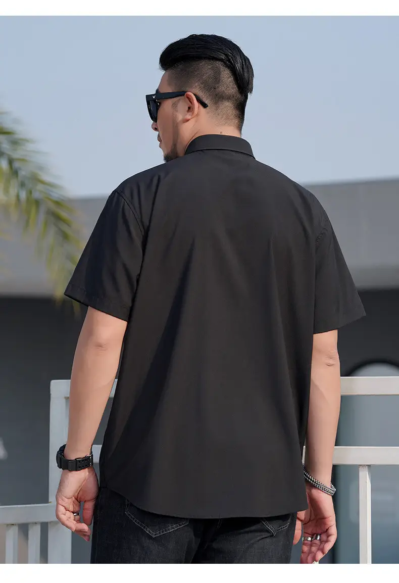 Men's Black Slim Fit Short Sleeve Shirt — feature 14