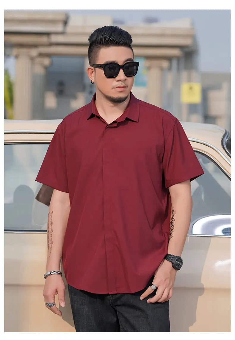 Men's Black Slim Fit Short Sleeve Shirt — feature 15